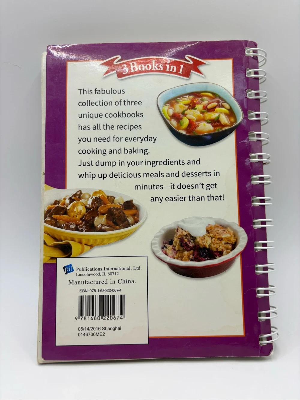 Dump 3-in-1 Soups Dinners Cakes Cookbook Spiral Bound 2015